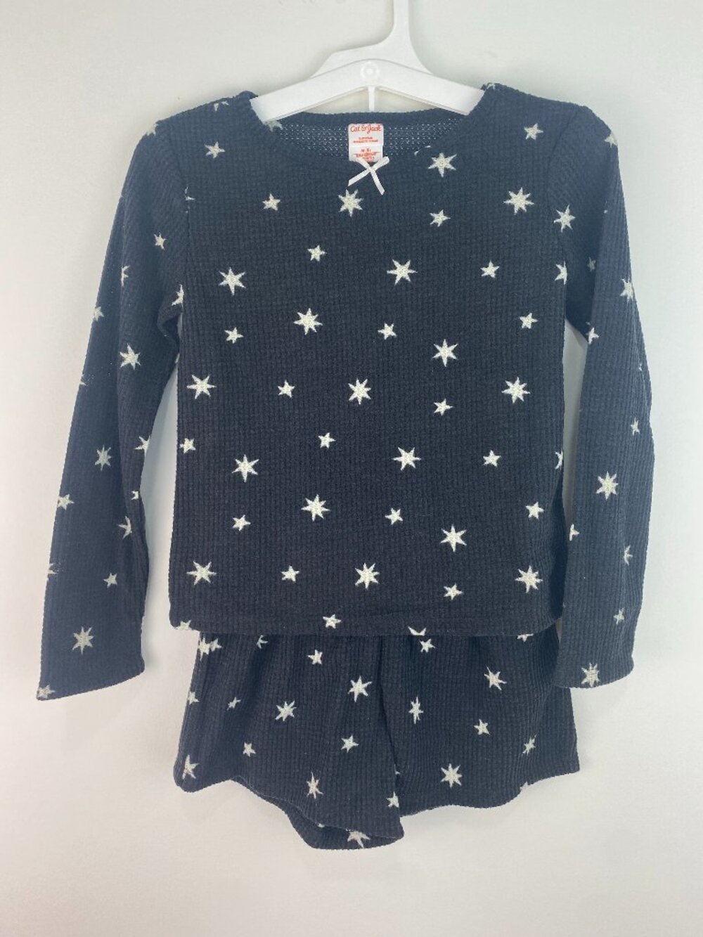 Cat & Jack Star Pajama Set Girls M 8 Waffle Knit Celestial